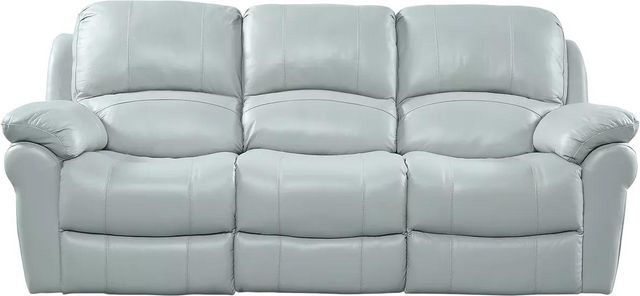 Vercelli Aqua Leather Non-Power Reclining Sofa and Stationary Loveseat-1