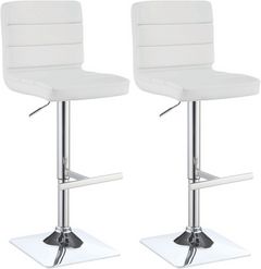 Coaster® Bianca 2-Piece White/Chrome Upholstered Adjustable Bar Stools