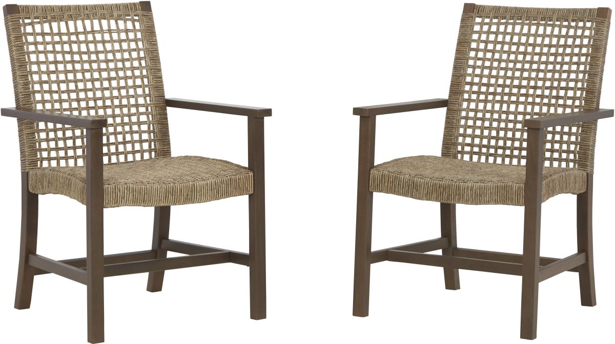 Signature Design by Ashley® Germalia 2-Piece2 Brown Outdoor Dining Arm Chair Set