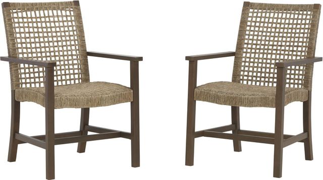 Signature Design by Ashley® Germalia 2-Piece2 Brown Outdoor Dining Arm Chair Set-0