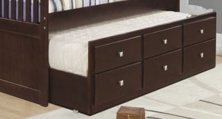 Donco Trading Company Youth Dark Cappuccino Full over Twin  Mission Captains Trundle Bed