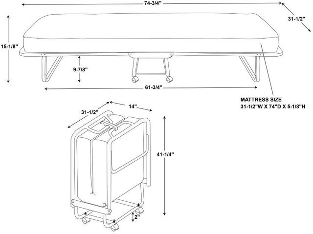 Linon Torino Folding Bed with Mattress 3