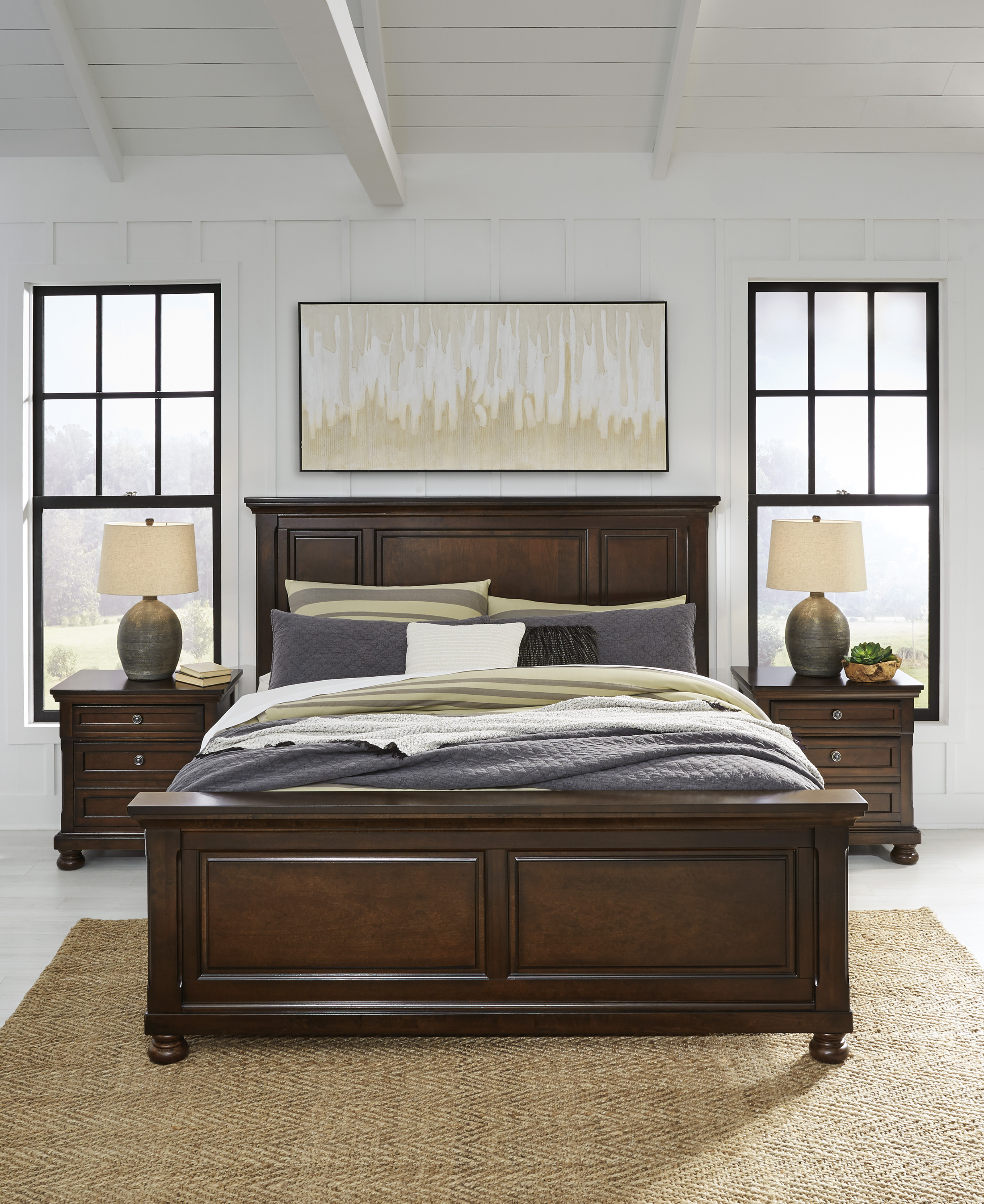 Millennium® By Ashley® Porter Rustic Brown Panel Bed | Comfort Center ...