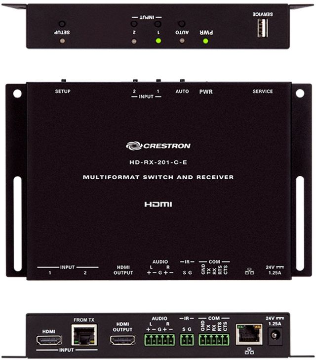Crestron® DM Lite White HD Scaling Auto-Switcher and HDMI® over CATx Extender 200  with Wall Plate Transmitter 3