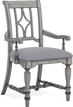 Flexsteel® Plymouth® Weathered Graywash Upholstered Arm Dining Chair