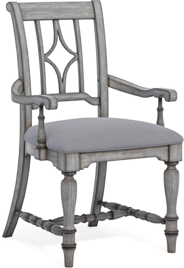 Flexsteel® Plymouth® Weathered Graywash Upholstered Arm Dining Chair-0