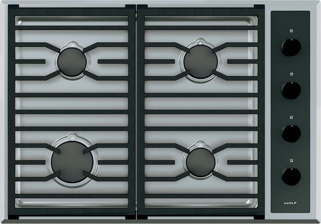 Wolf® 30" Stainless Steel Transitional Liquid Propane Cooktop