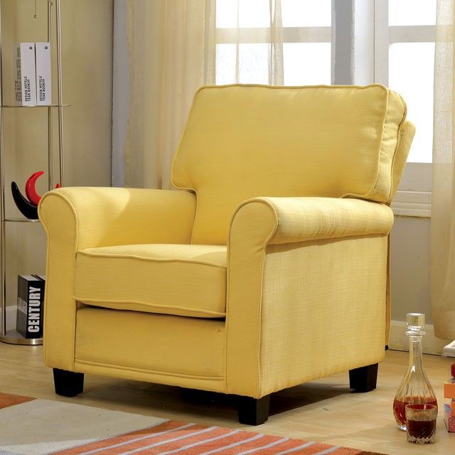 Furniture of America® Belem Yellow Accent Chair