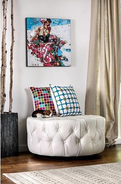 Furniture of America® Latoya Round Ottoman-1