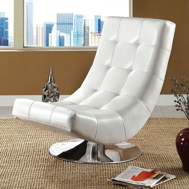 Furniture of America® Trinidad White Swivel Accent Chair 0
