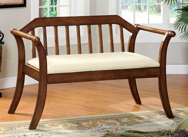 Furniture of America® Derby Dark Oak/Beige Bench 0