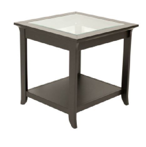 TechCraft Glass Top End Table with Brown Base