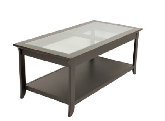 TechCraft Glass Top Coffee Table with Brown Base