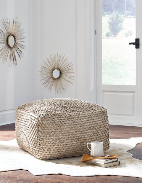 Signature Design by Ashley® Hedy Natural/Ivory Pouf 1