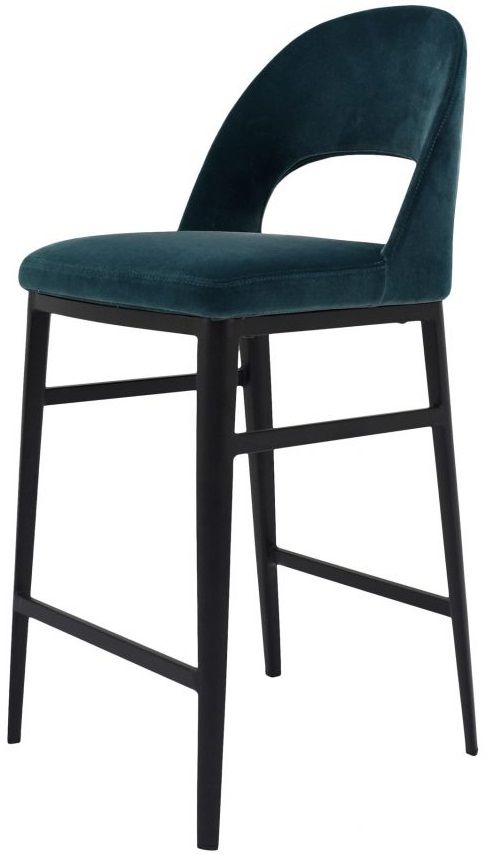 Moe's Home Collection Roger Teal Velvet Counter Height Stool 3