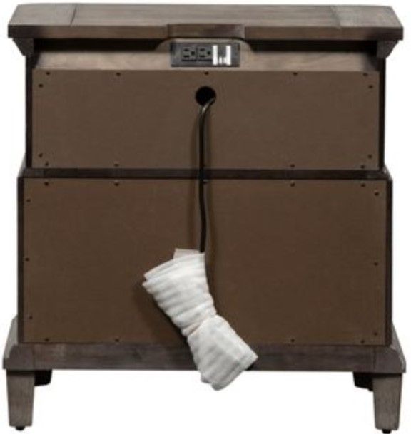 Liberty Artisan Prairie Gray Dusty Wax Nightstand With Charging Station-3