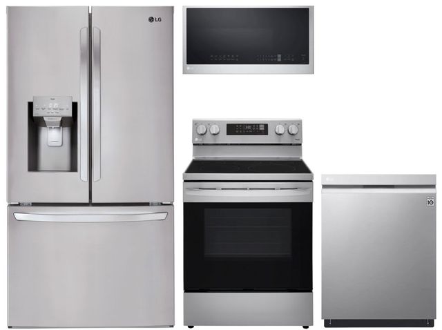 LG 4-Piece French Door Refrigerator and Electric Range Kitchen Package