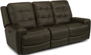 Flexsteel® Wicklow Black Power Reclining Sofa with Power Headrests