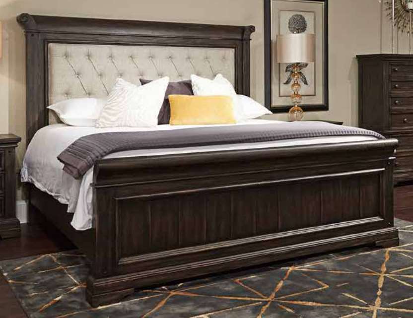 Klaussner® Altavista Beige/Weathered Brown Queen Upholstered Bed