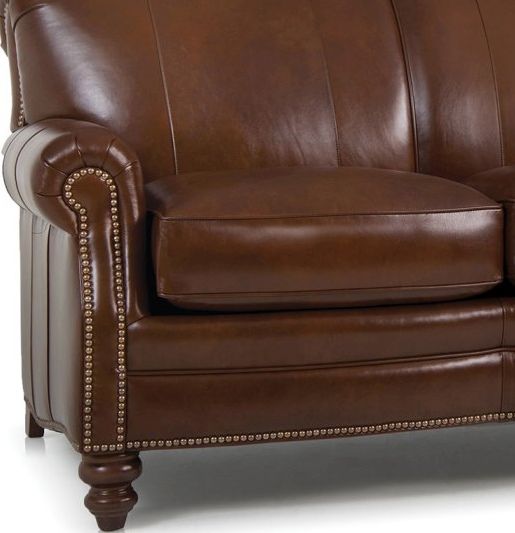 Smith Brothers 383 Collection Brown Leather Sofa Arthur F Schultz Erie Pa