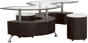 Coaster® Buckley 3-Piece Cappuccino Coffee Table and Stools Set