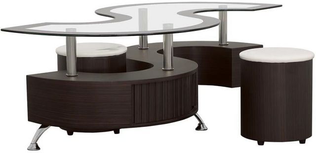 Coaster® Buckley 3-Piece Cappuccino Coffee Table and Stools Set-0