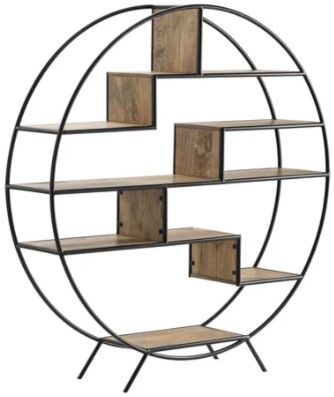 Crestview Collection Accord Black/Brown Round Etagere-0