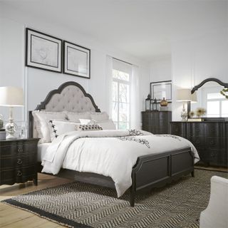 Liberty Furniture Chesapeake 5 Piece Black King Upholstered Bed Set