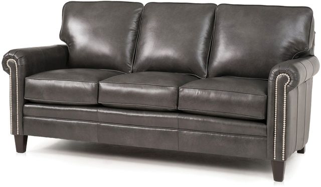 Smith Brothers 234 Collection Black Leather Mid Size Sofa 1