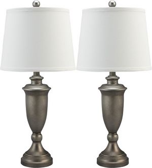 Signature Design by Ashley® Doraley Set of 2 Antique Silver Table Lamp Set
