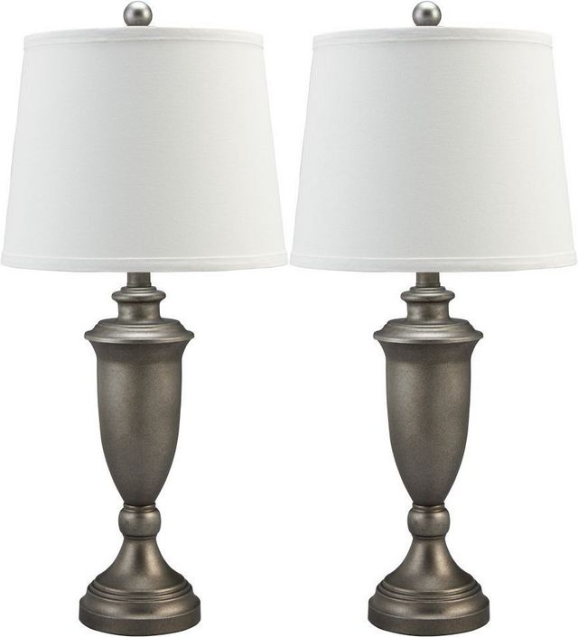 Signature Design by Ashley® Doraley Set of 2 Antique Silver Table Lamp Set