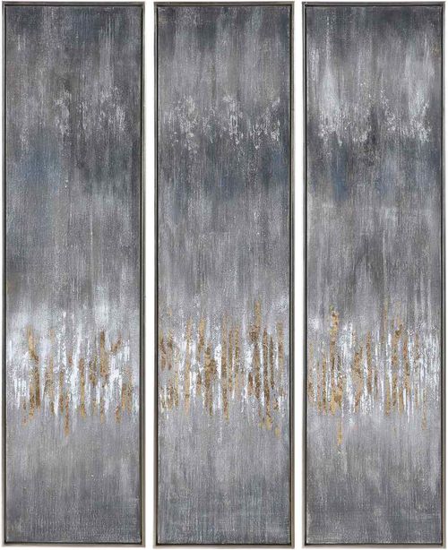 Uttermost® by Carolyn Kinder Gray Showers 3-Piece Metallic Silver Hand Painted Canvases