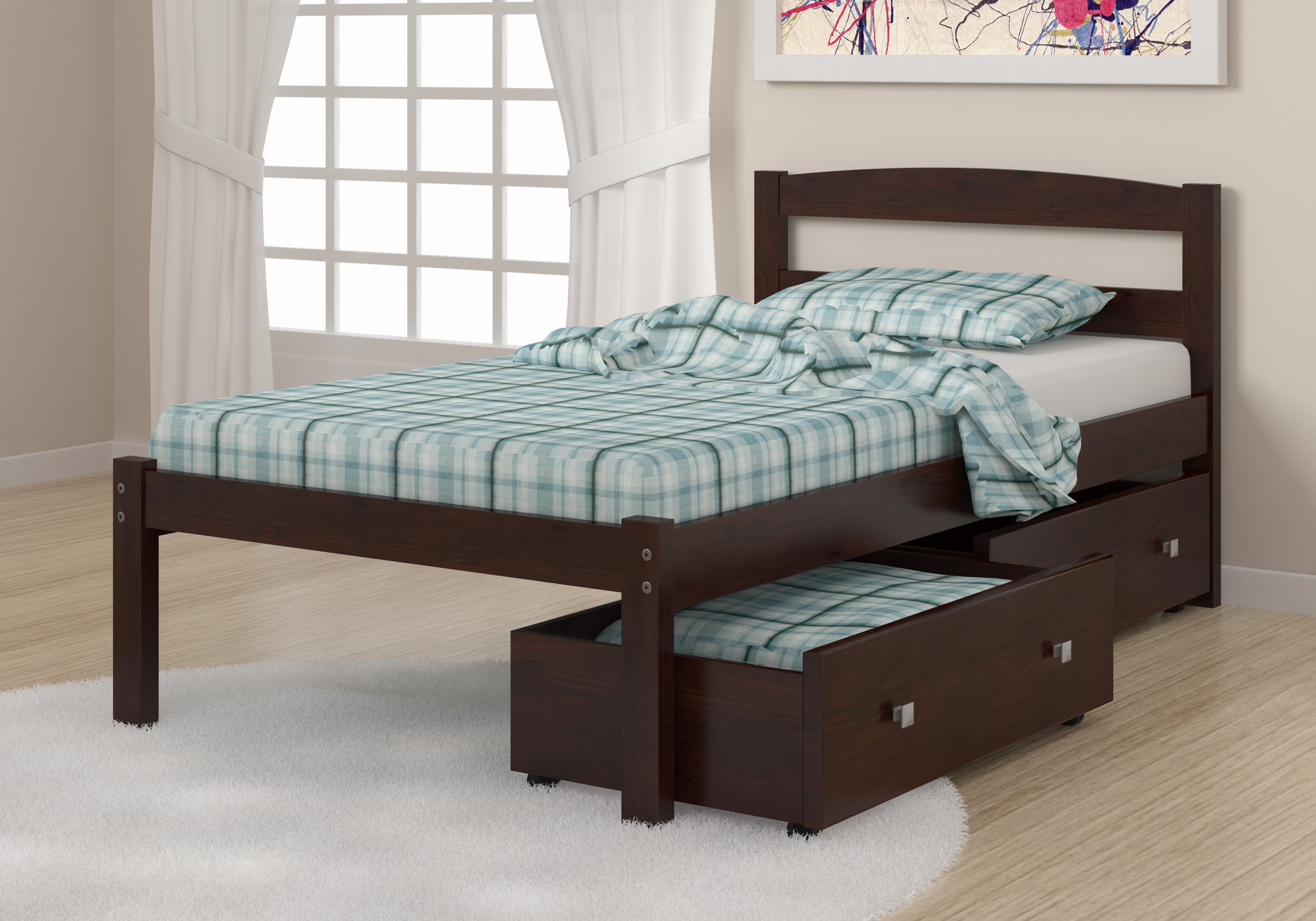 Donco Trading Company Econo Twin Bed With Dual Under Bed Drawers