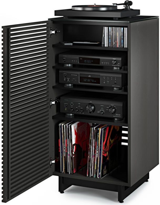 BDI Corridor® Charcoal Stained Ash Audio Tower 1