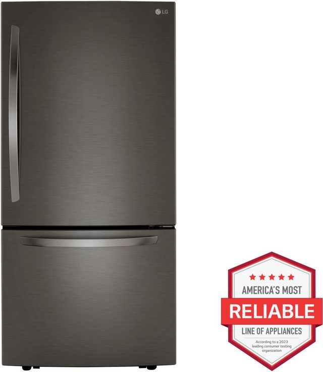 LG 33 in. 25.5 Cu. Ft. PrintProof™ Black Stainless Steel Bottom Freezer Refrigerator-1