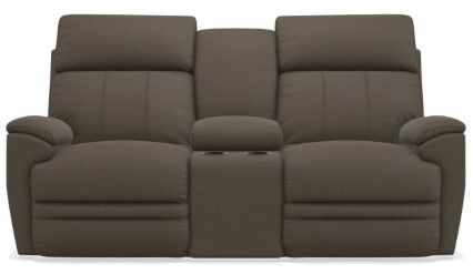 La-Z-Boy® Talladega Chestnut Leather Power Reclining Loveseat with Headrest and Console 1