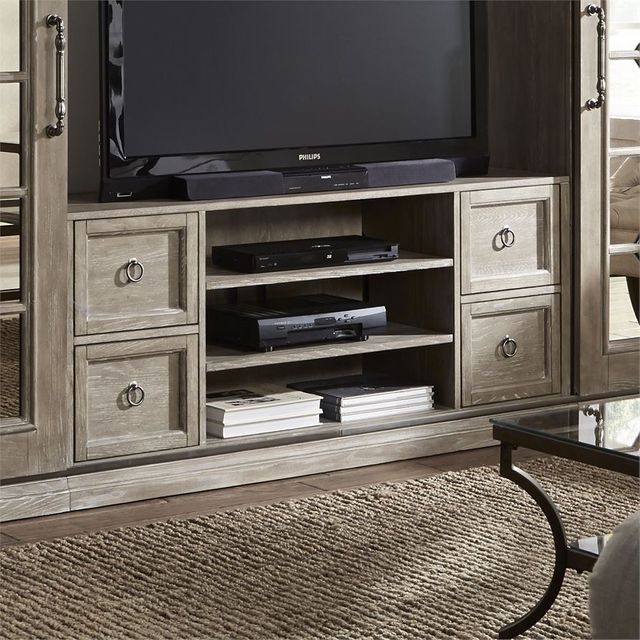 Liberty Furniture Mirrored Reflections Heathered Taupe Entertainment TV Stand-1