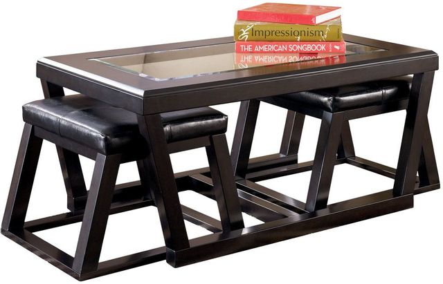 Signature Design by Ashley® Kelton Espresso Coffee Table with Two Nesting Stools 2