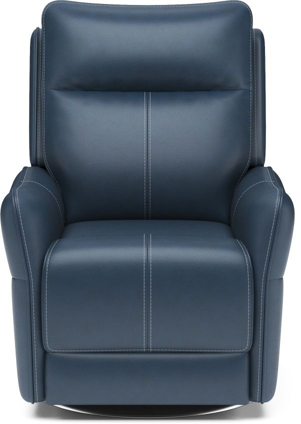 Flexsteel® Spin Blue Swivel Power Recliner With Power Headrest And Lumbar Furniture 1445