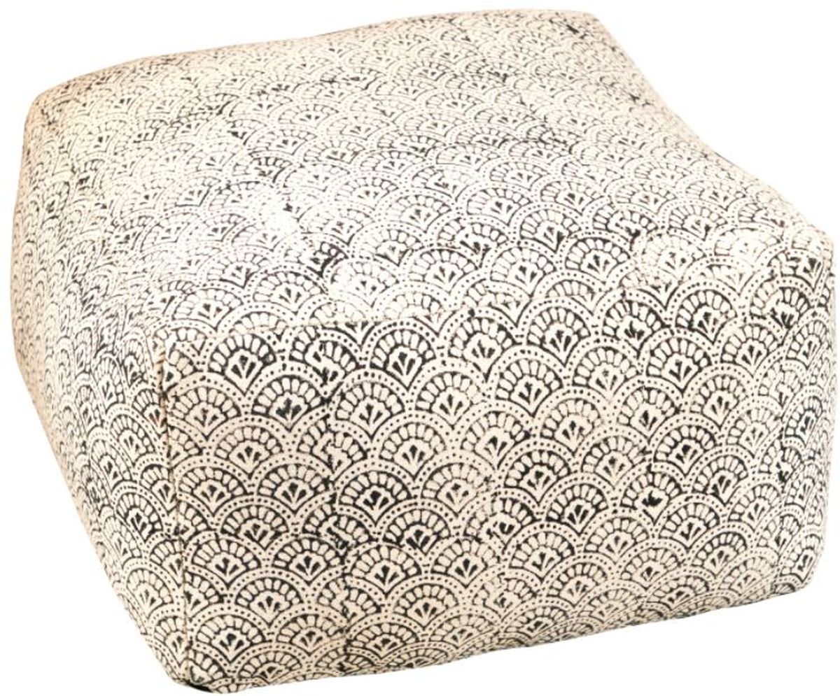 Coaster® Cream and Black Square Upholstered Floor Pouf