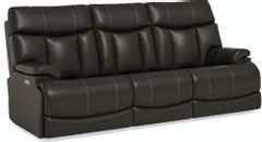 Flexsteel Clive Black Power Reclining Sofa with Power Headrests and Lumbar