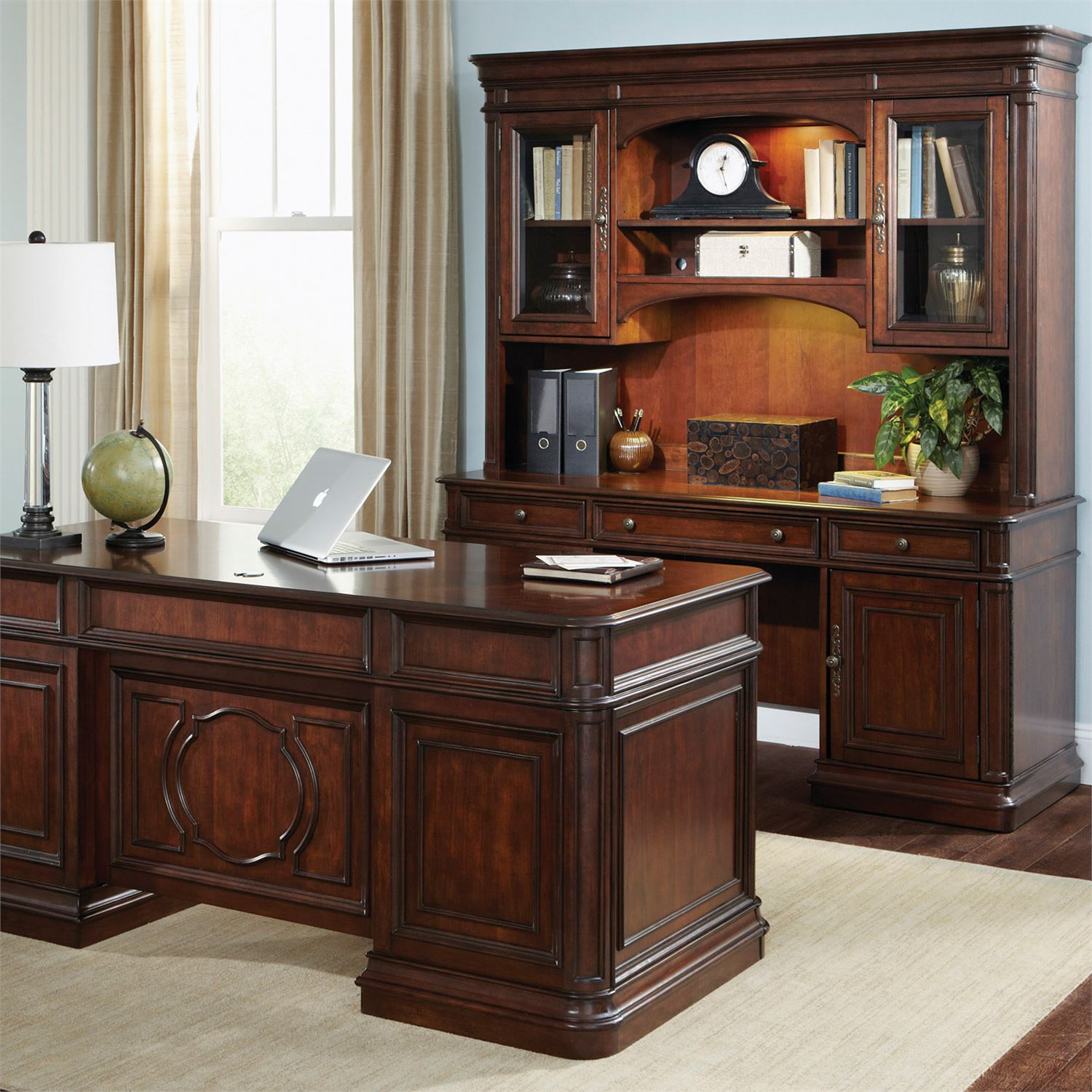 office desk with credenza and hutch