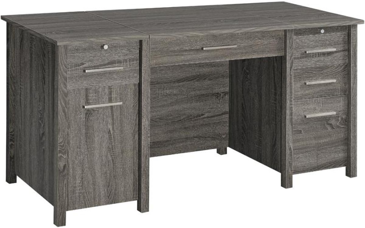 weathered grey computer desk