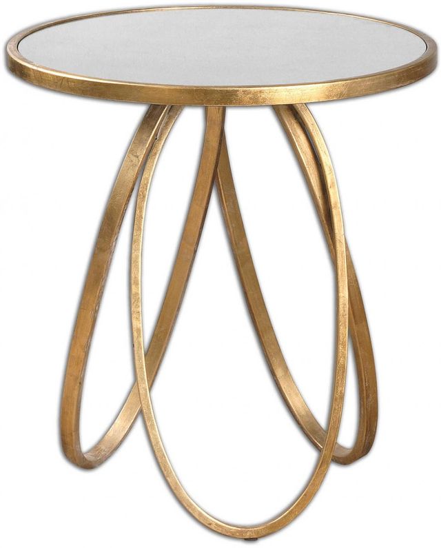 Uttermost® Montrez Mirror Top Accent Table with Gold Base-0