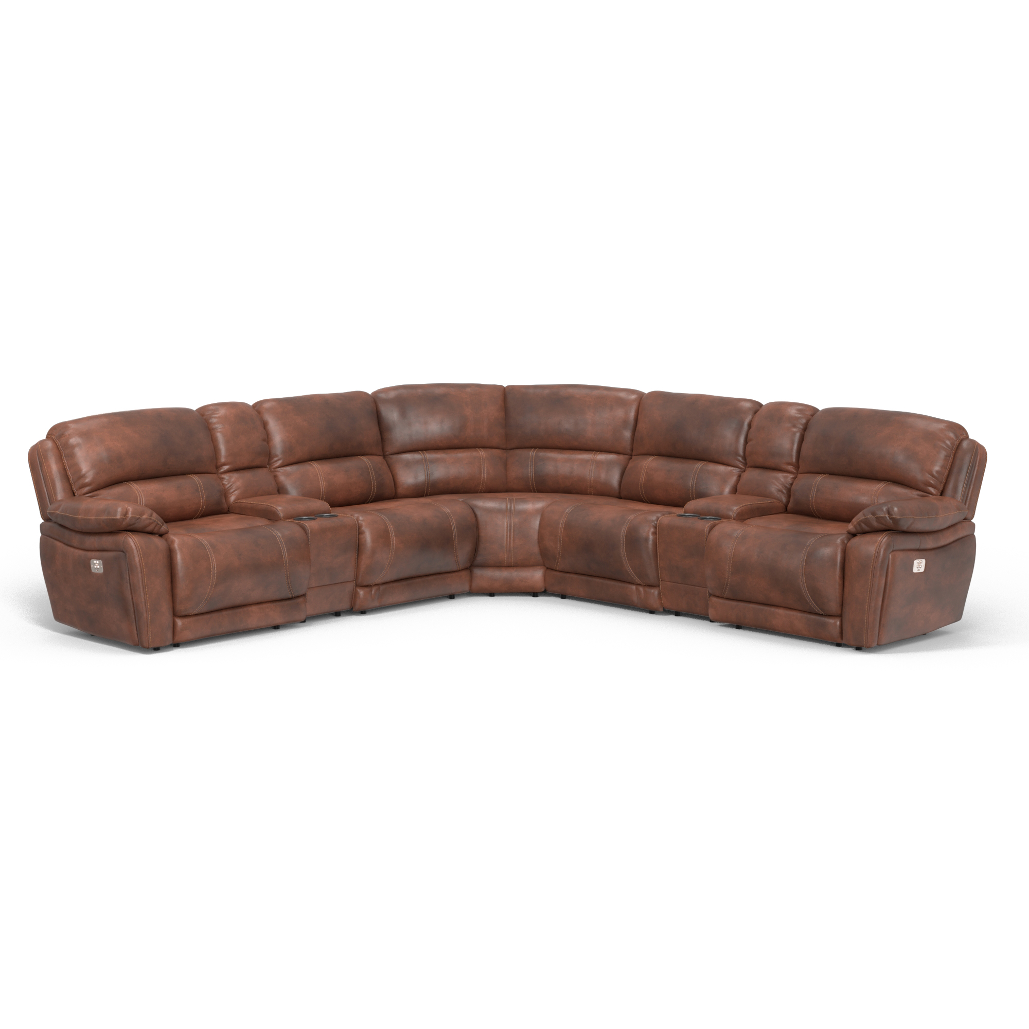 Cheers Lexington 7-Piece Leather Power Reclining Sectional with Power Headrests