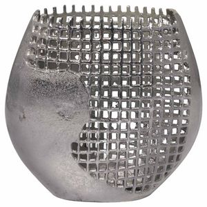 Uma Home Dark Gray Aluminum Abstract Grid Vase
