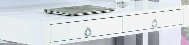 Coaster® Gemma Glossy White And Chrome 2-Drawer Writing Desk 3