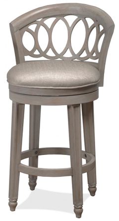 Hillsdale Furniture Adelyn Antique Graywash Wood/Putty Gray Fabric Swivel Counter Stool