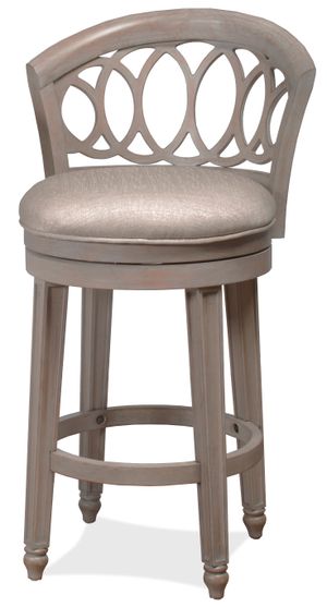 Hillsdale Furniture Adelyn Antique Graywash Wood With Putty Gray Fabric Swivel Counter Stool
