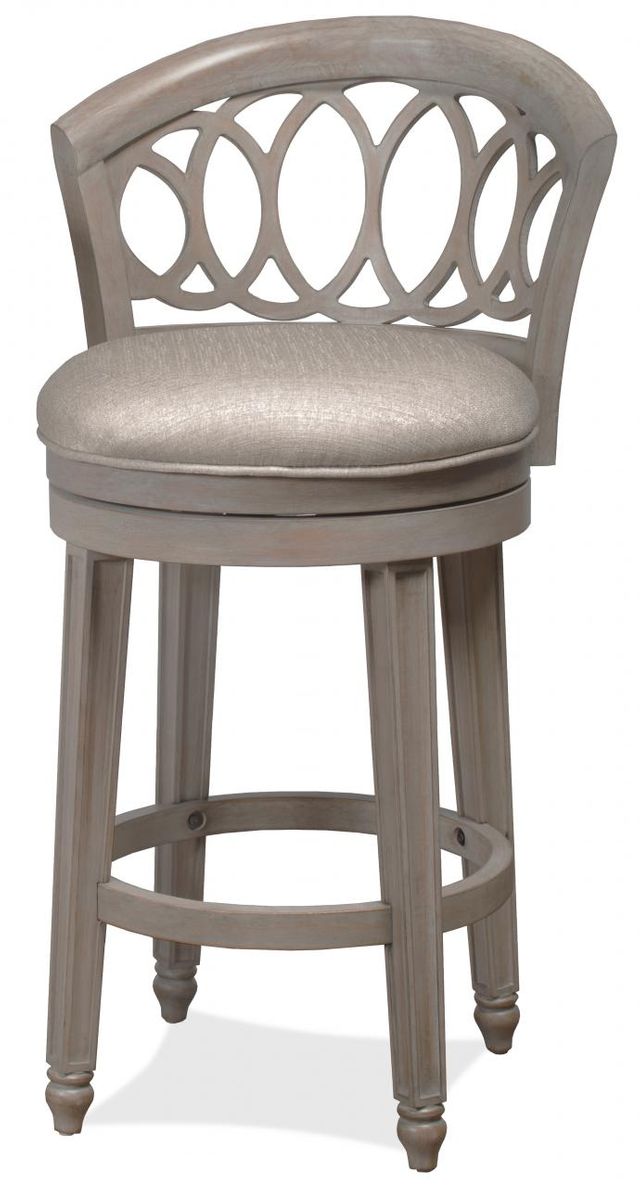 Hillsdale Furniture Adelyn Antique Graywash Wood/Putty Gray Fabric Swivel Counter Stool-0